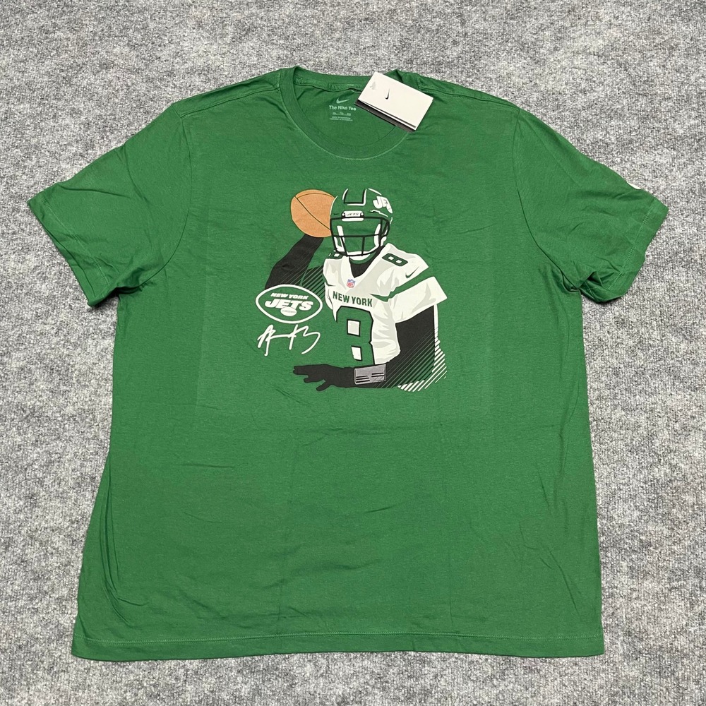 New York Jets T-Shirt Mens XXL 2XL Green Aaron Rodgers #8 Nike NFL Apparel NEW